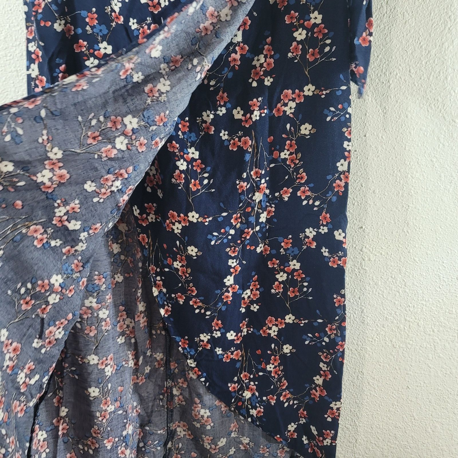 Other Xhilaration Blue Floral Hi Low Wrap Skirt Small Lightweight Size 28" / US 6 / IT 42 - 2 Thumbnail