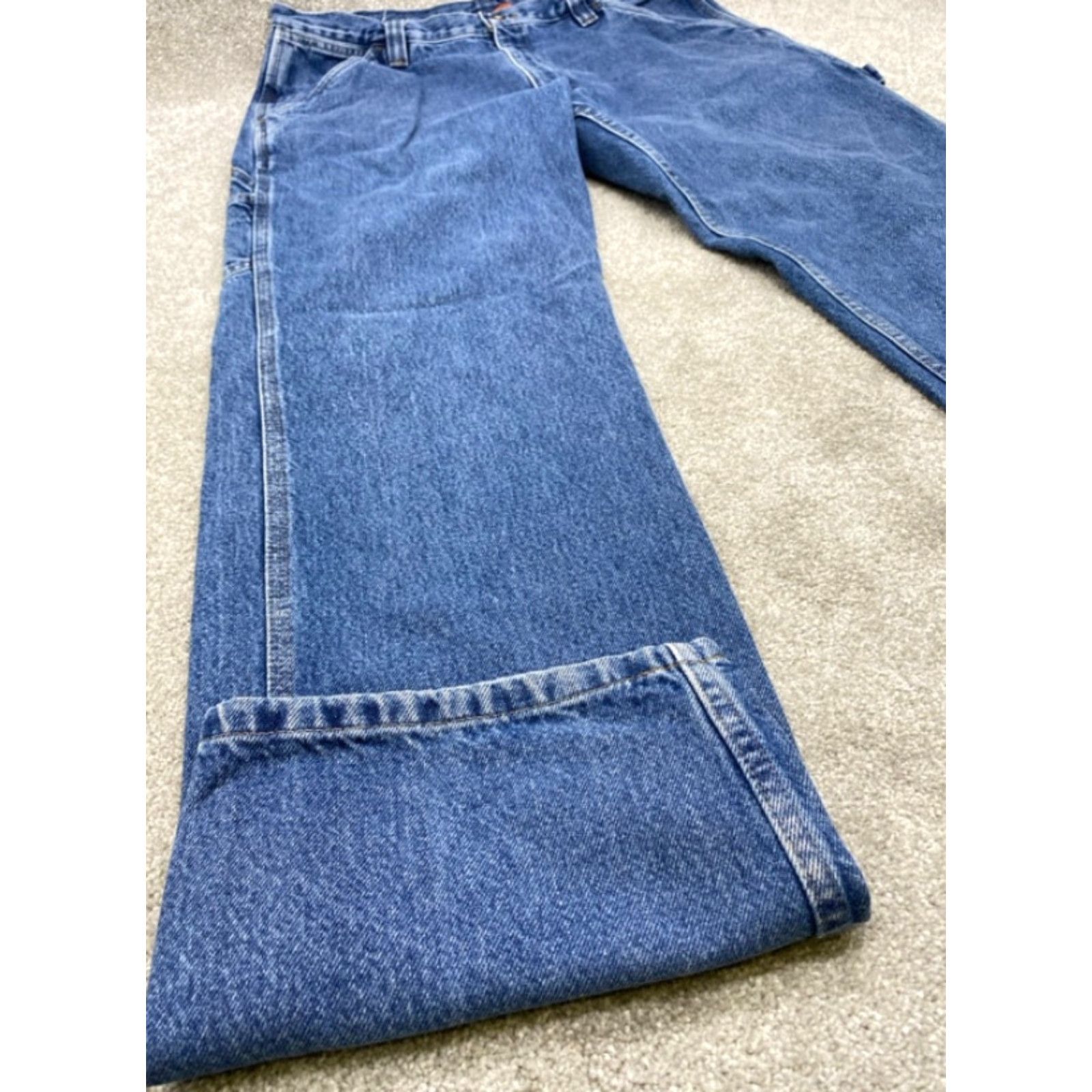 Jeep Jeep Jeans Men's 36x34 Blue Denim Relaxed Fit Straight Leg HT Carpenter Jeans - 5-Pocket Design, Regular, 36x34, Cotton Denim, Denim, Jeep, Men Size US 36 / EU 52 - 2 Thumbnail