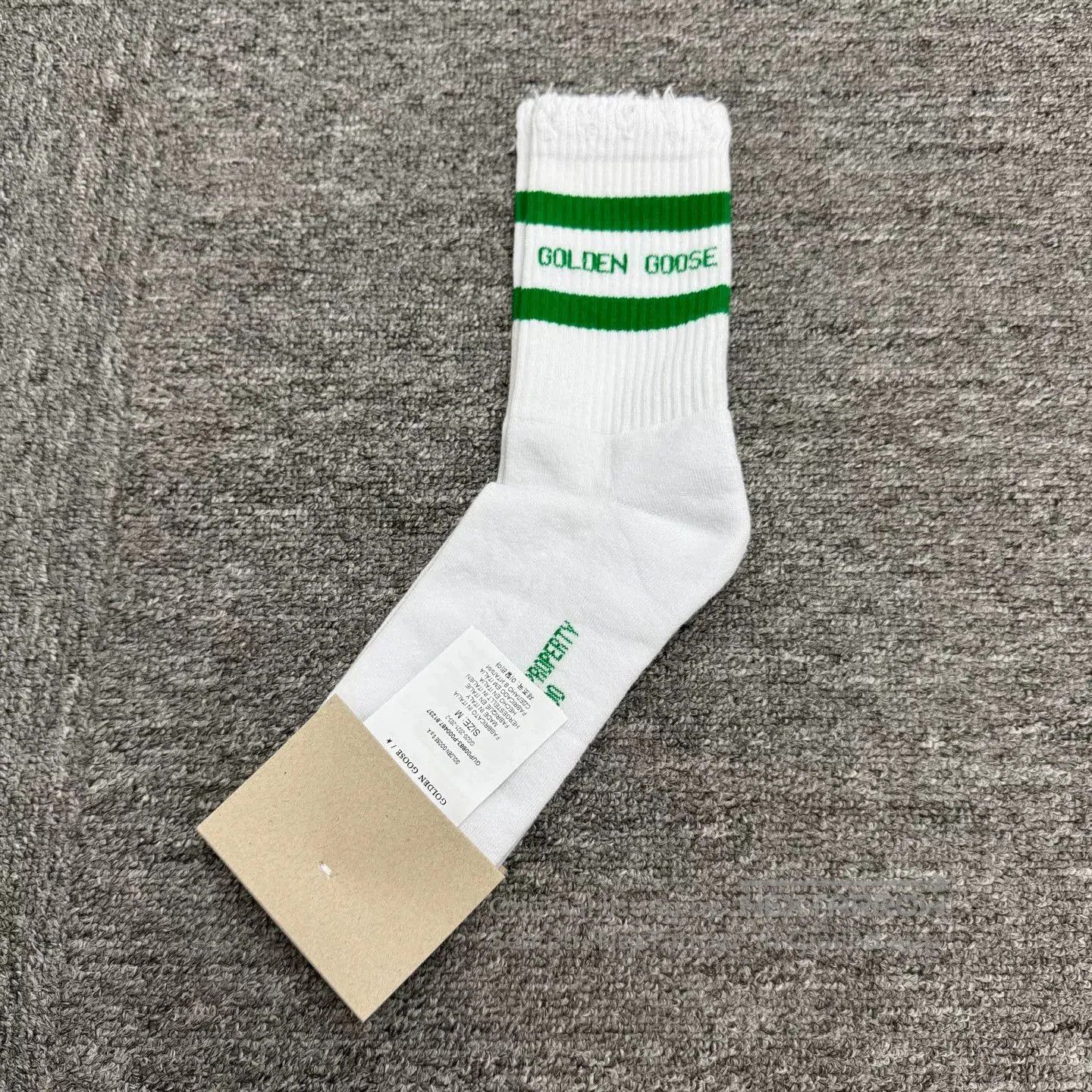 Golden Goose Golden Goose White Green Mid-Calf Socks. Size ONE SIZE - 3 Thumbnail