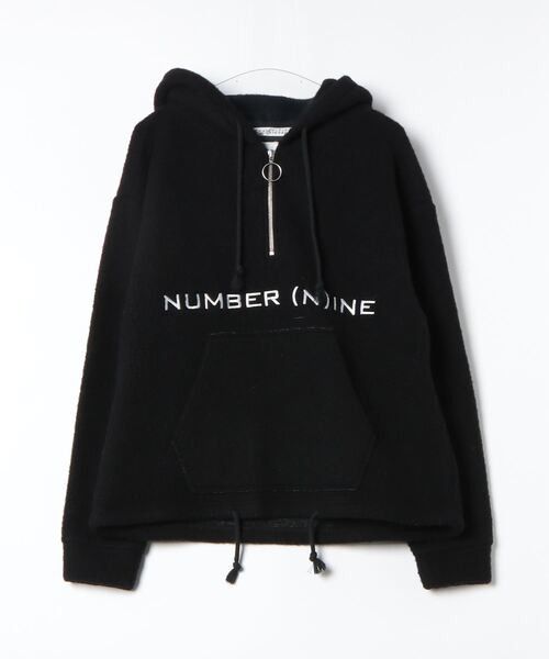 Number (N)ine NUMBER (N)INE Logo Embroidered Pullover Hoodie Black 2 Size US M / EU 48-50 / 2 - 1 Thumbnail