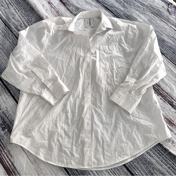 Other COLLUSION (Made in Turkey) White Oversized Button Down Shirt Size M / US 6-8 / IT 42-44 - 3 Thumbnail