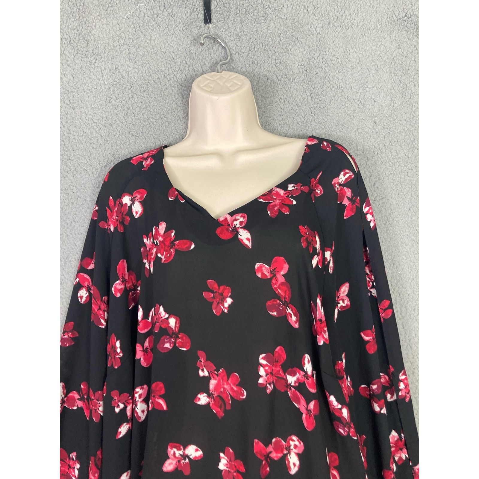 Other Roz & Ali Floral V-Neck Blouse Black Long Sleeve Women's 2XL Size XXL / US 16-18 / IT 52-54 - 5 Thumbnail