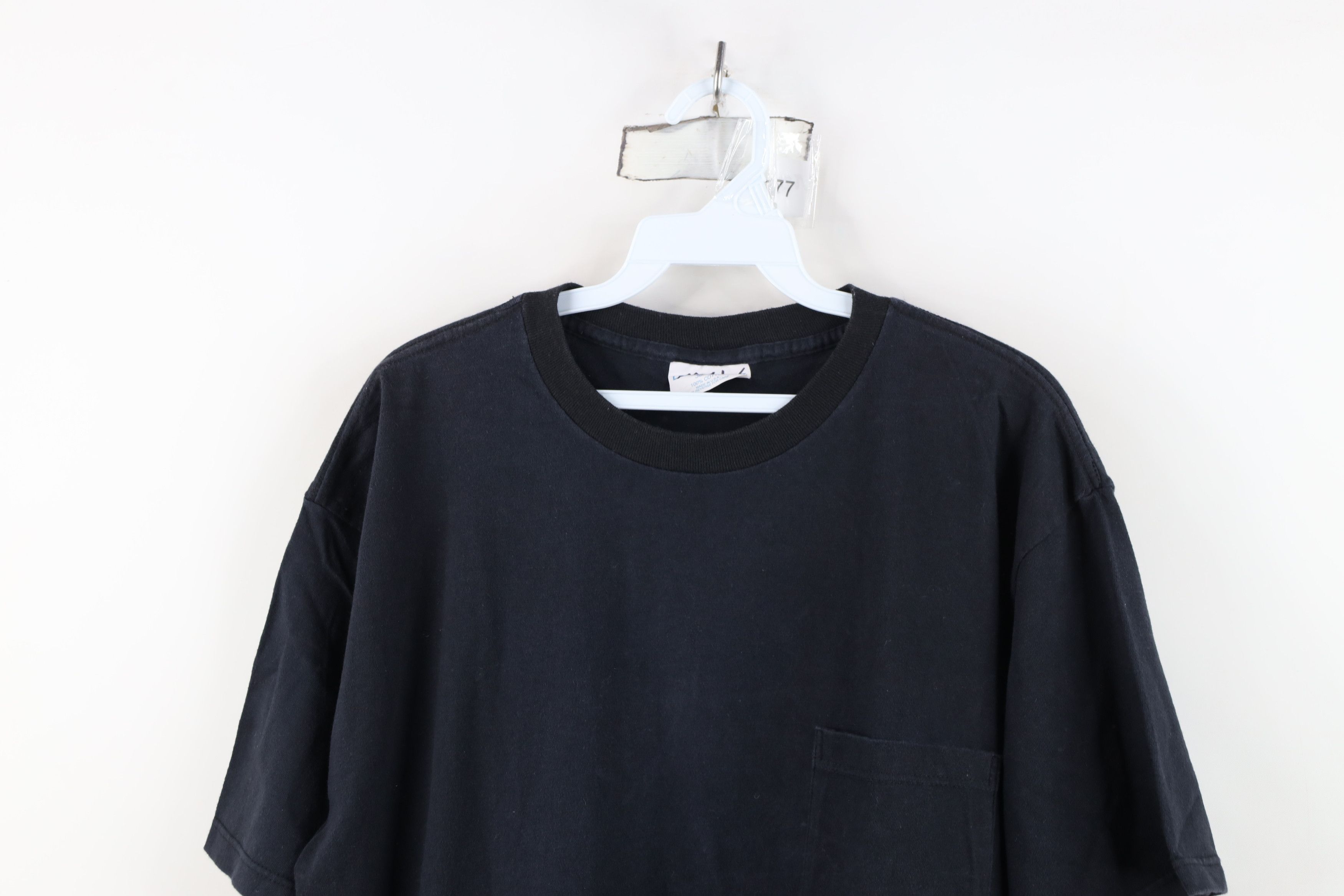 Vintage Vintage 90s Streetwear Blank Pocket T-Shirt Black Cotton USA Size XXL / US 16-18 / IT 52-54 - 2 Thumbnail