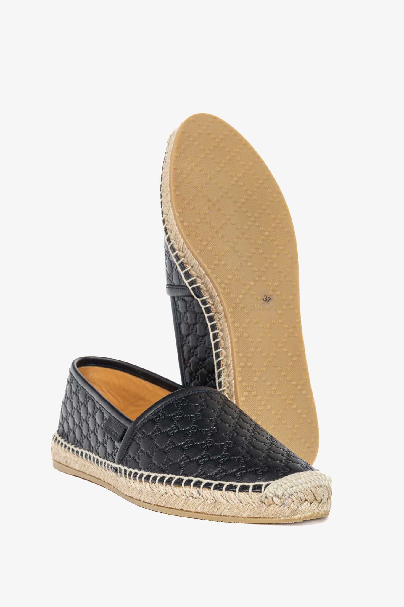 Gucci Gucci Black Microguccissima Leather Flat Espadrilles Size US 6.5 / IT 36.5 - 4 Thumbnail