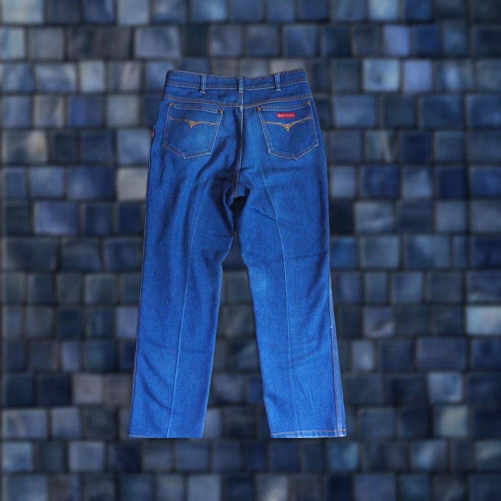 Denime VINTAGE Braxton Denim Jeans Western Rodeo Blue 32x27 Womens 80s 90s Stretch Retro Look Size 24" / US 00 / IT 34 - 1 Thumbnail