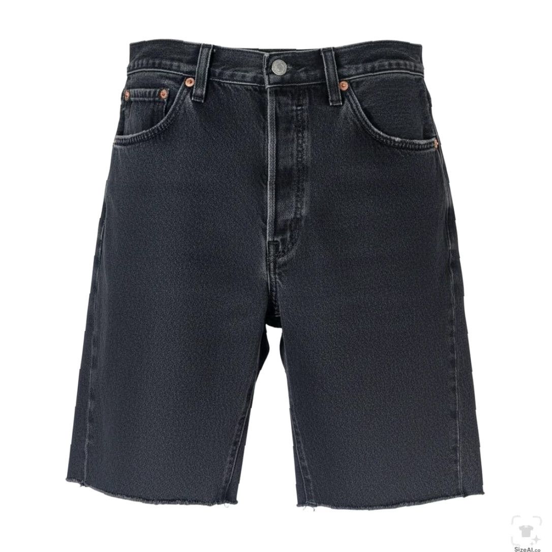 Levi's Levi's 501 Bermuda Denim Shorts Mens W30 Button Fly Black Frayed Hem Casual Split Front 5-Pocket Regular Rise Summer 501 Fit Men Size US 30 / EU 46 - 2 Thumbnail