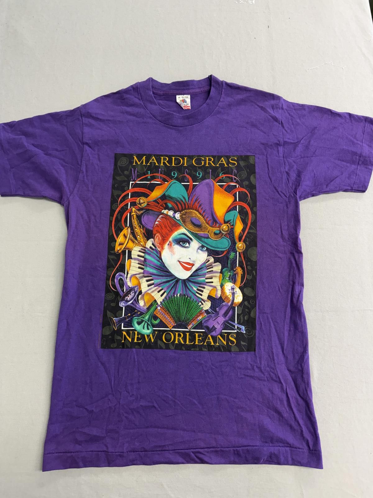 Fruit Of The Loom Vintage Mardi Gras T-shirt 1996 New Orleans Purple Tee - M Size US M / EU 48-50 / 2 - 1 Thumbnail