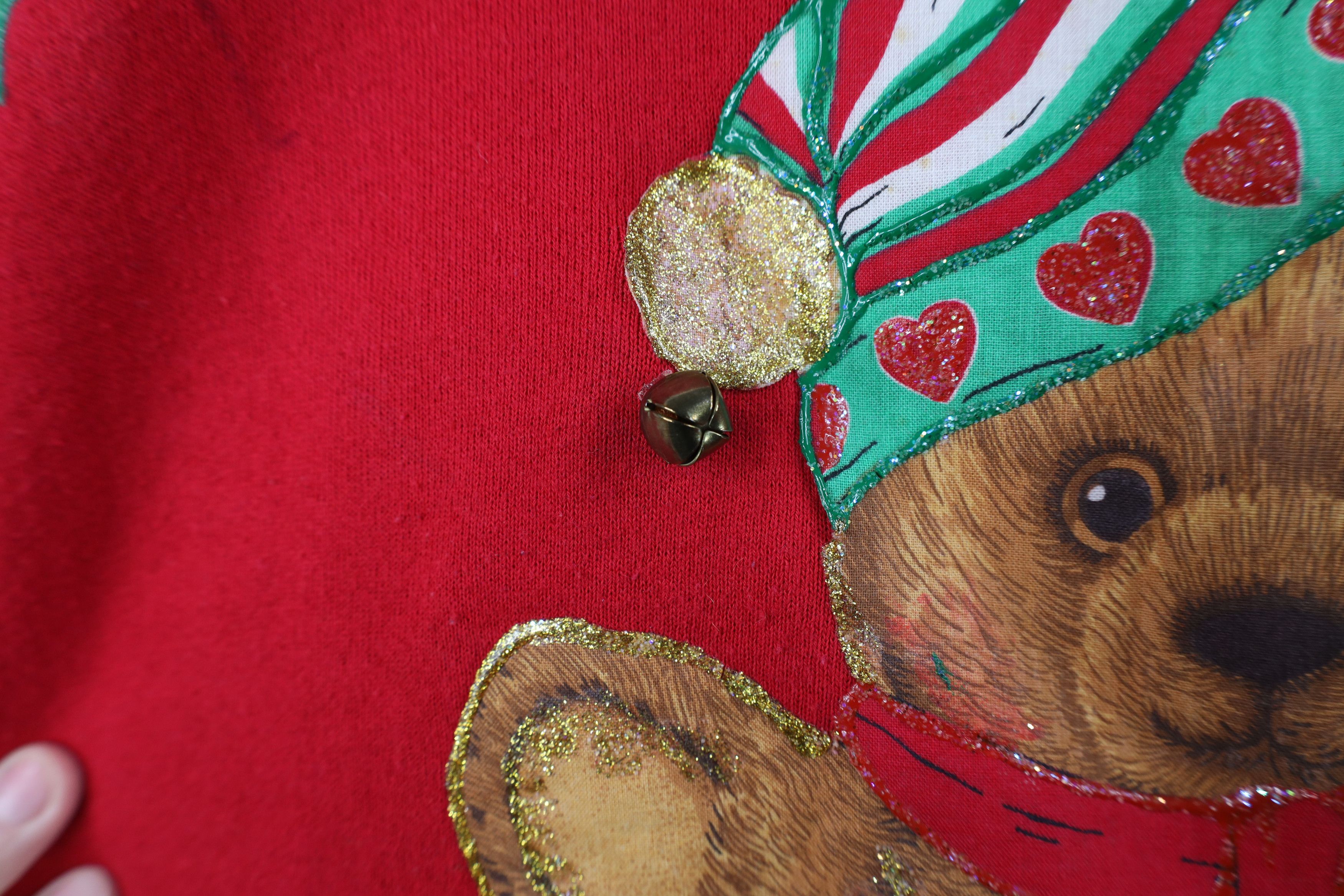 Vintage Vintage 90s Christmas Teddy Bear Bells Sweatshirt Red USA Size XXL / US 16-18 / IT 52-54 - 5 Thumbnail