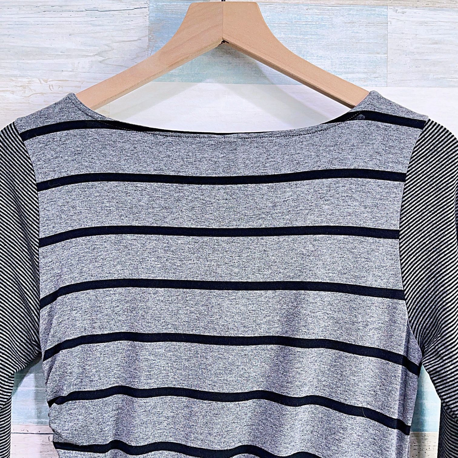 Other Michael Stars Striped Side Ruched T Shirt Dress Gray Black M Size M / US 6-8 / IT 42-44 - 5 Thumbnail