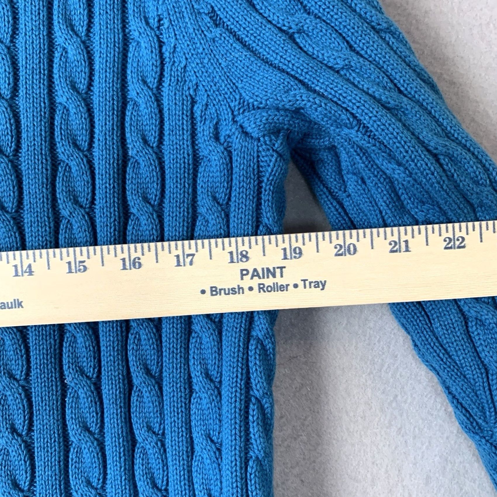 Vintage L.L. Bean Cardigan Fisherman Sweater Women XL Teal Cable Knit Full Zip Heavyweight Knit Cotton Size XL / US 12-14 / IT 48-50 - 6 Thumbnail