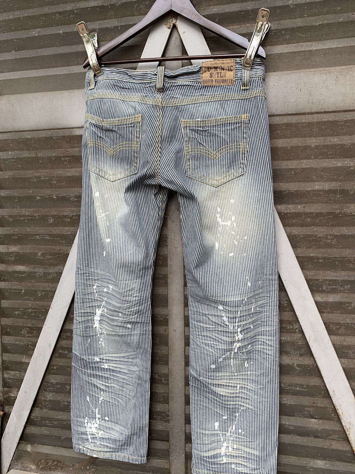 Vintage 👹Vintage Striped Pants W Paint Splatter Baggy Pants (WOMAN) Size US 34 / EU 50 - 7 Thumbnail