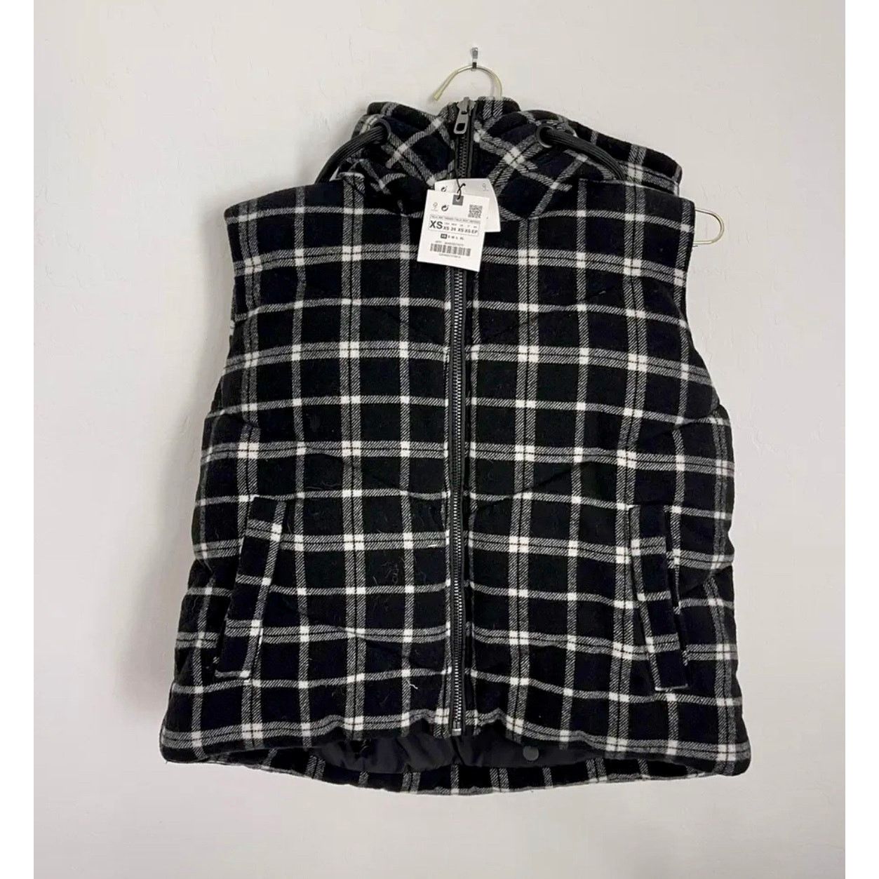 Zara Zara plaid quilted vest ecru/black Size XS / US 0-2 / IT 36-38 - 2 Thumbnail