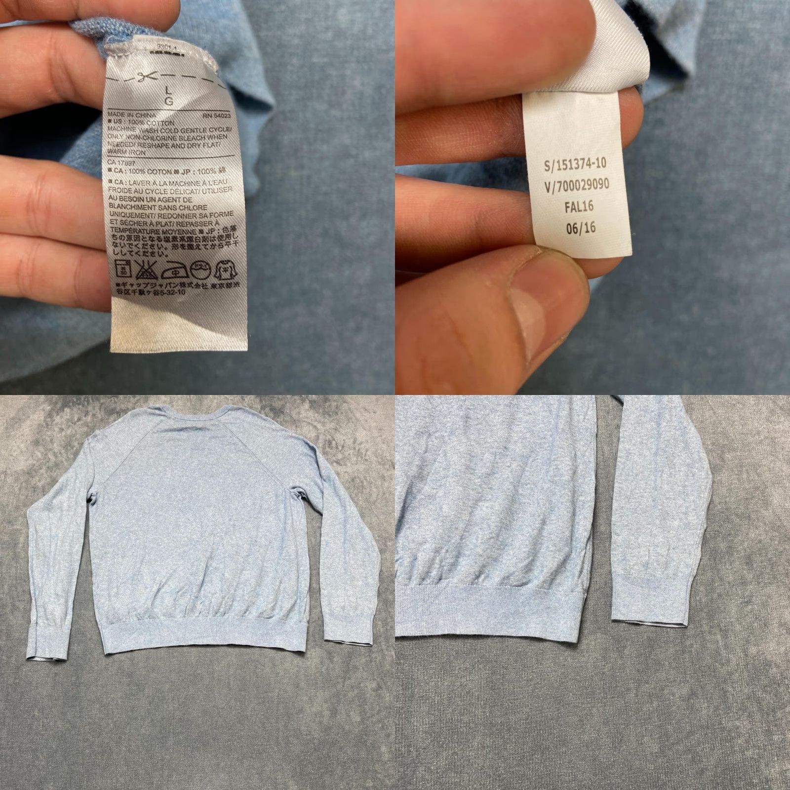 Banana Republic Banana Republic Sweater Men's Blue Large Cotton V-Neck Knit Raglan Long Sleeve Pullover Casual Cozy Knitwear Outdoors Modern Fall Winter Size US L / EU 52-54 / 3 - 8 Thumbnail