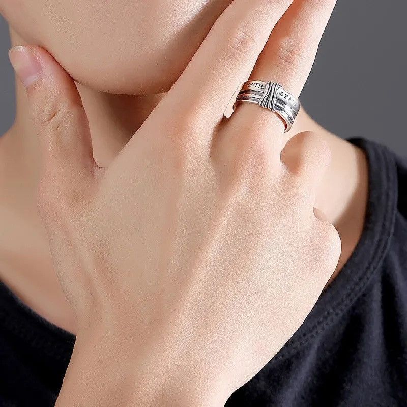 Jewelry × Vintage Hip-hop Punk Vintage Geometric Letters Ring Size ONE SIZE - 4 Thumbnail