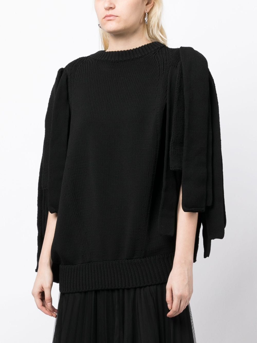 Comme des Garcons o1mle0824 Layered Sleeve Chunky Knit Jumper in Black Size M / US 6-8 / IT 42-44 - 3 Thumbnail