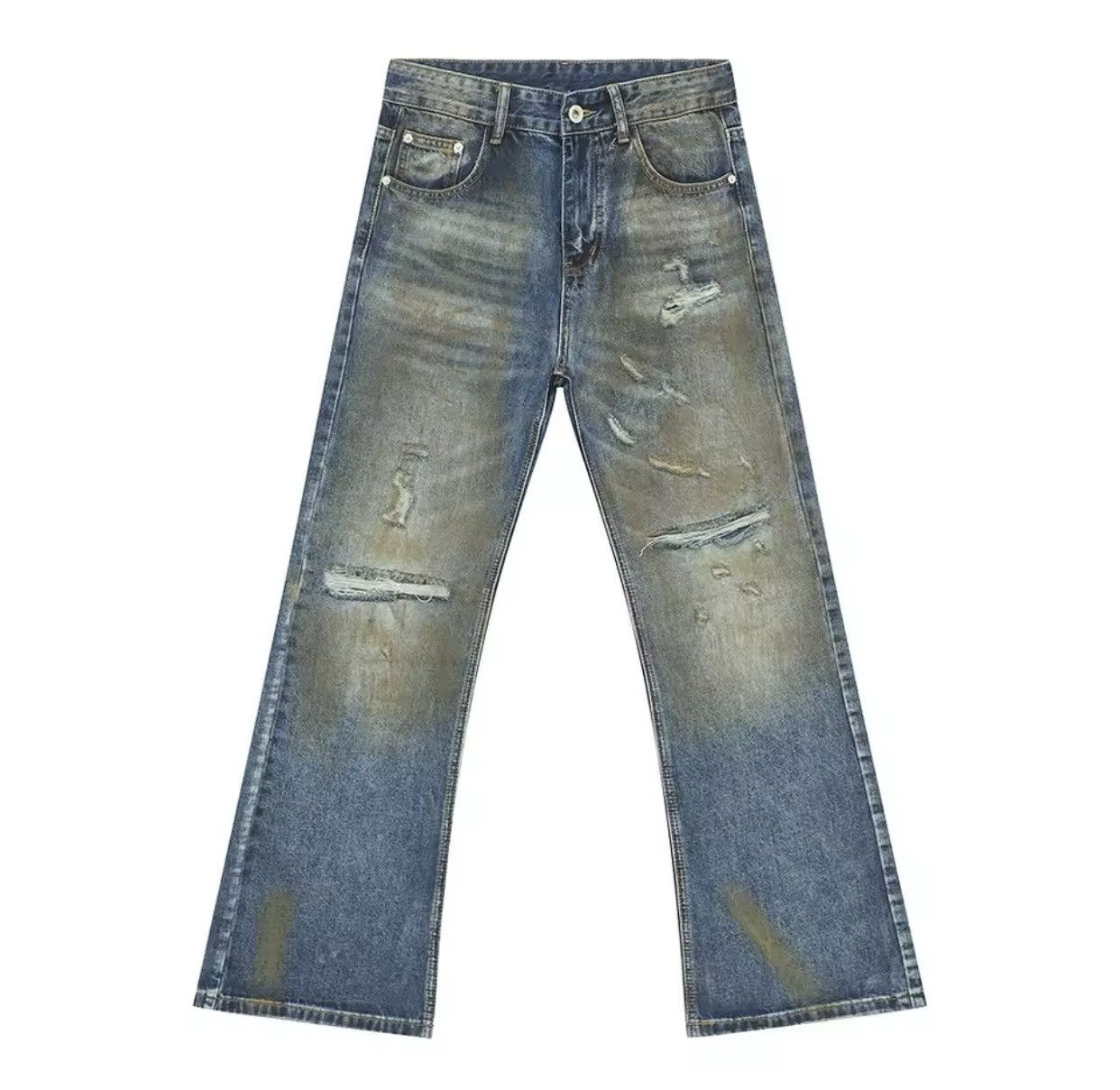 Denime × Jean Retro Broken Distressed Wide Leg Denim Jeans Size US 31 - 6 Thumbnail