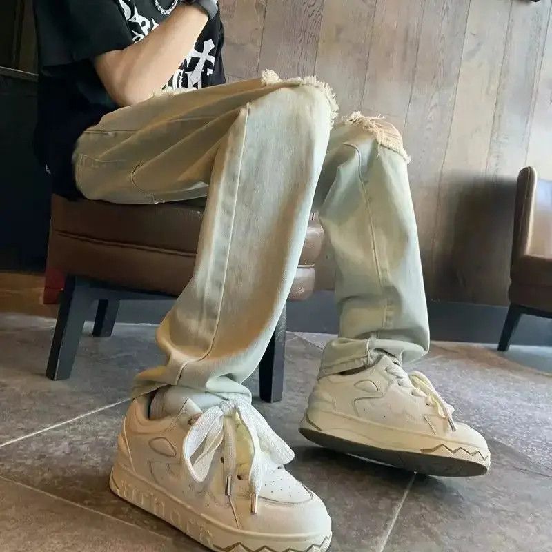 Japanese Brand Loose straight tube mud dyed ripped jeans Size US 32 / EU 48 - 4 Thumbnail