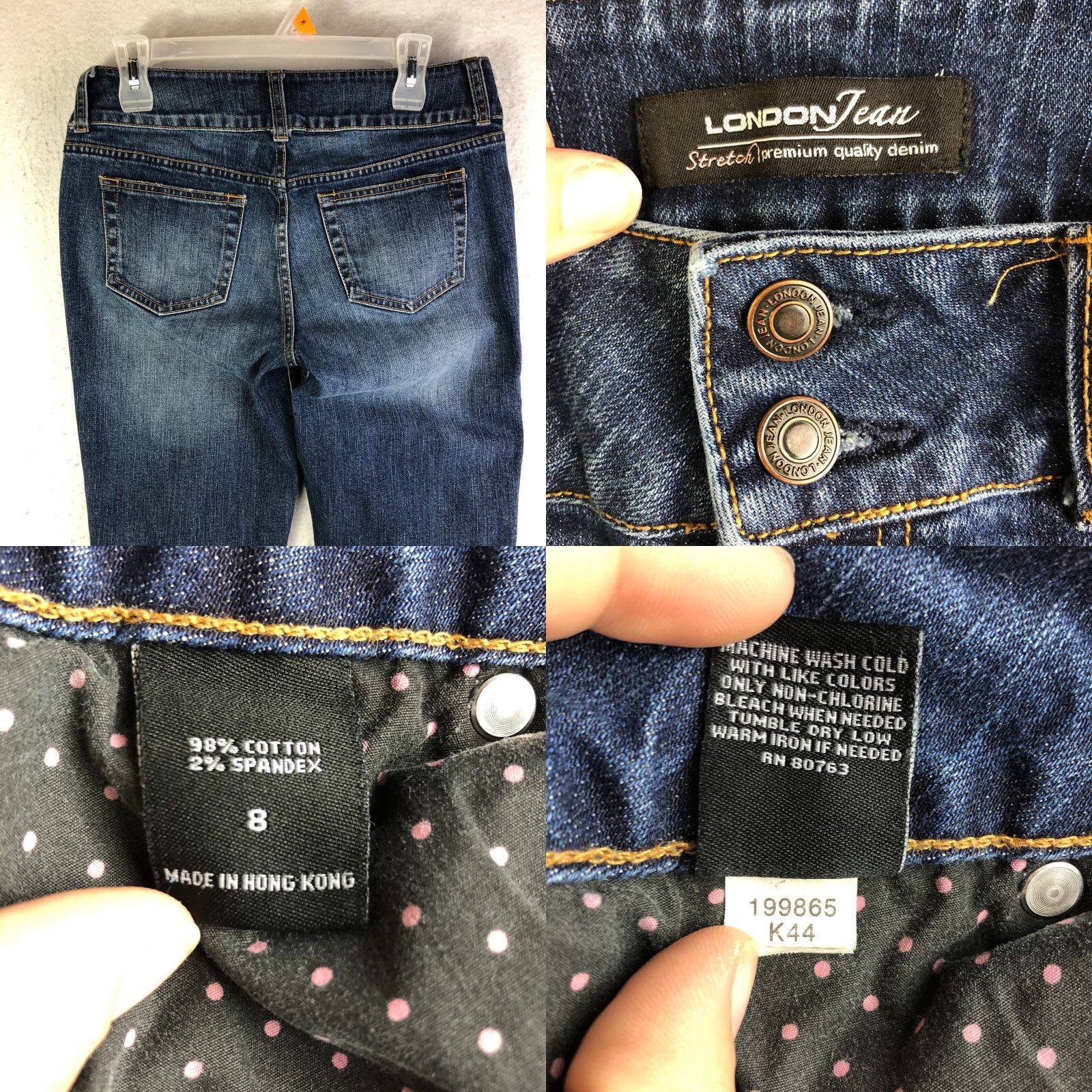 Denime London Jeans Jeans Bootcut Womens Size 8 Blue Denim Mid Rise Stretch Regular Inseam 28 in Cotton Denim Size 30" / US 8 / IT 44 - 8 Thumbnail
