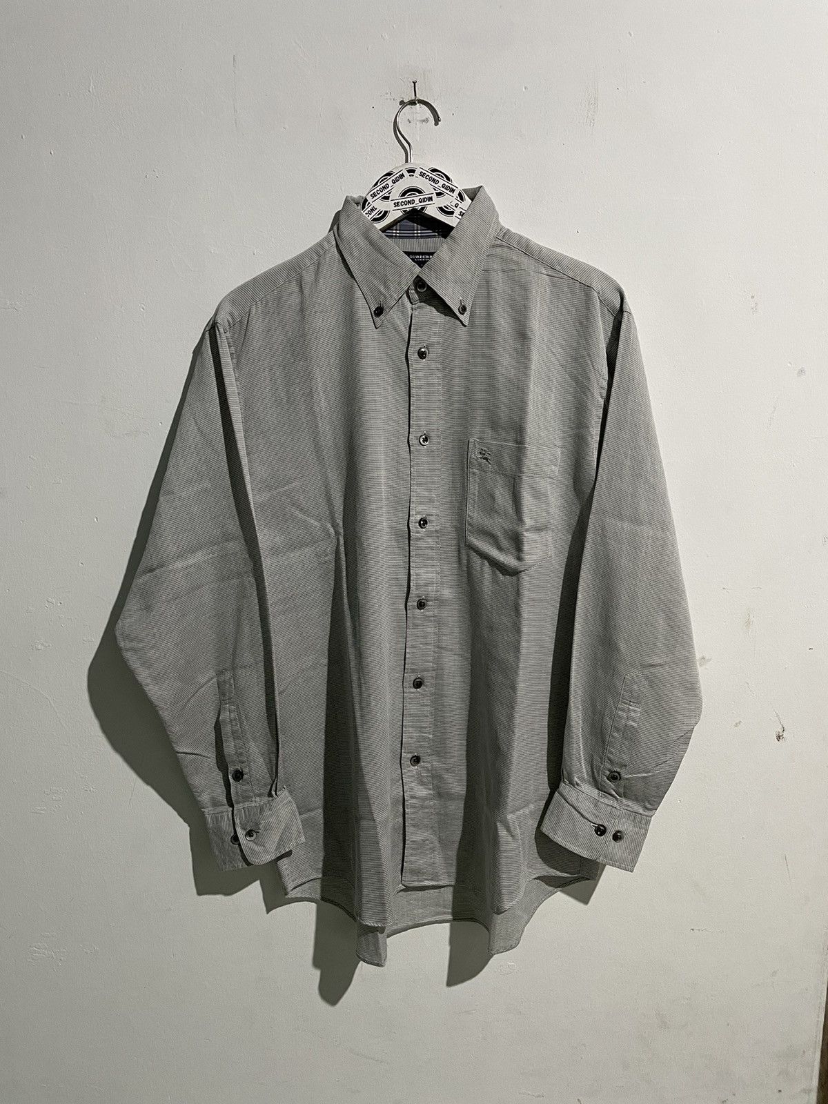 image of Shirt Buttondown Burberry in Silver, Men's (Size Large)
