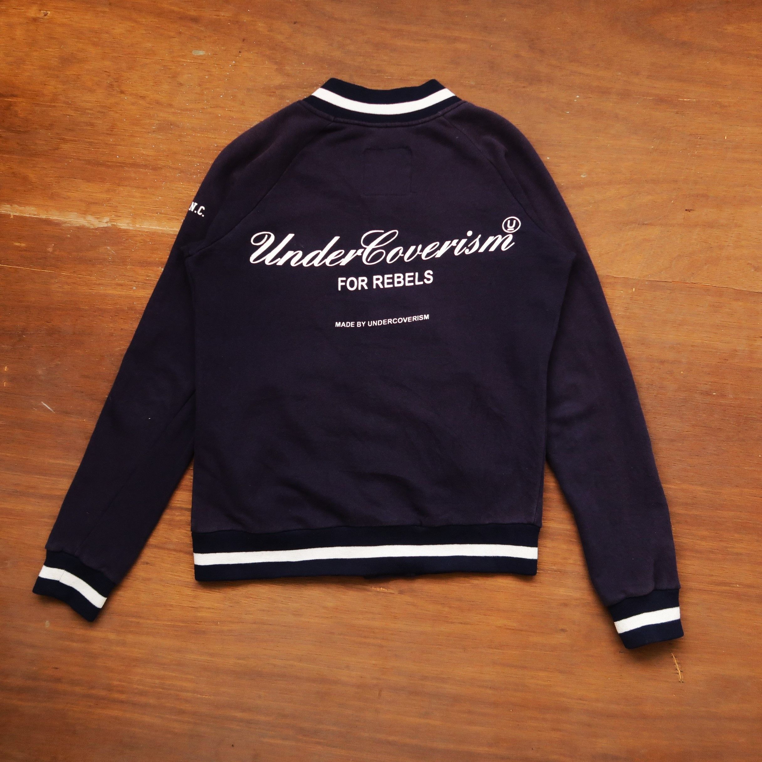 Pre-owned Undercover X Vintage Aw98-08 We Make Noise Not Clothes Undercover Varsity Jacket In Faded Navy