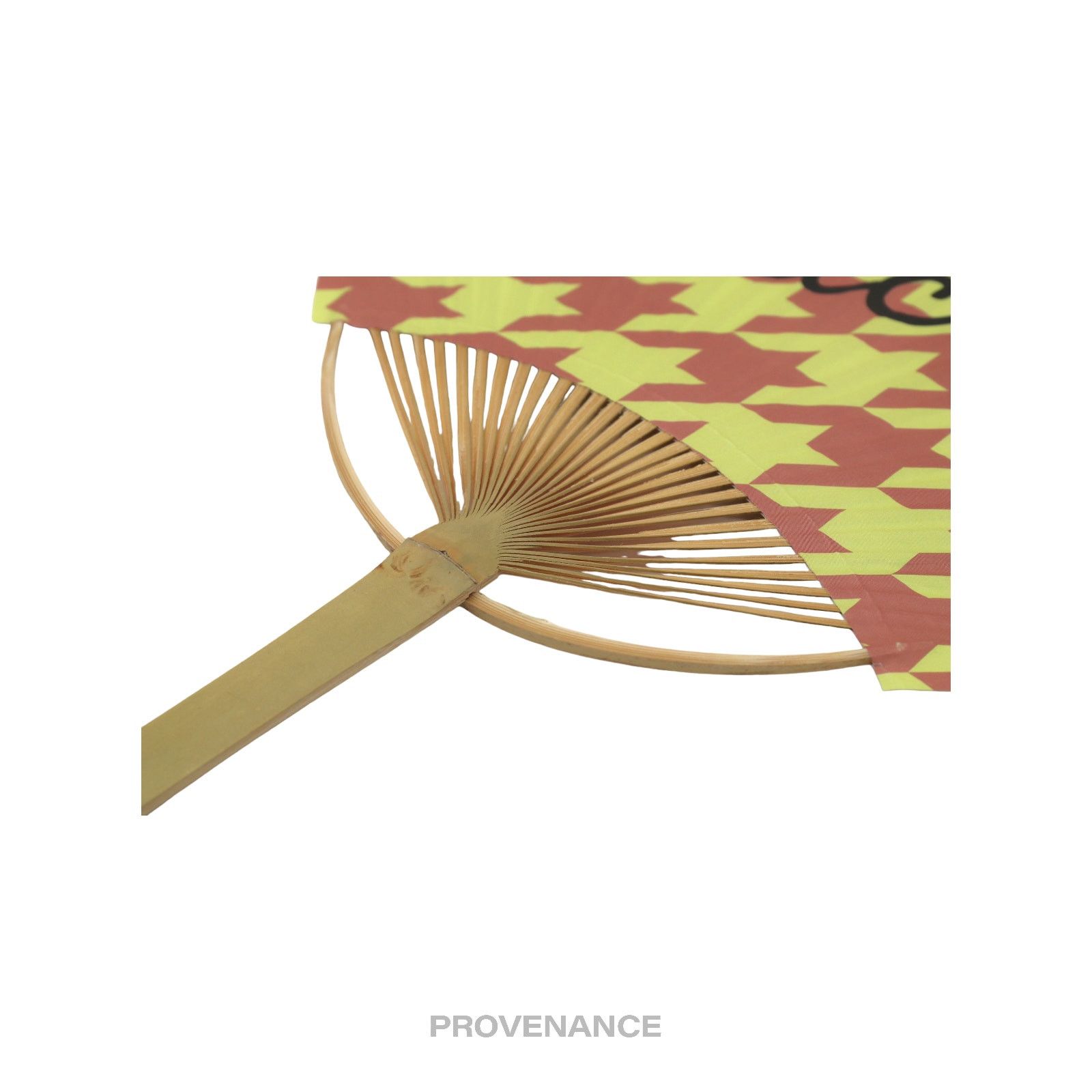 Gucci 🔴 Gucci Logo Bamboo Hand Fan - Houndstooth Pink Yellow Size ONE SIZE - 4 Thumbnail