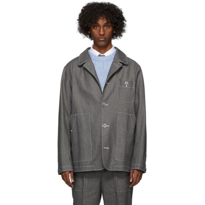 Sz3 Japanese Denim Round Collar Pocket Jacket