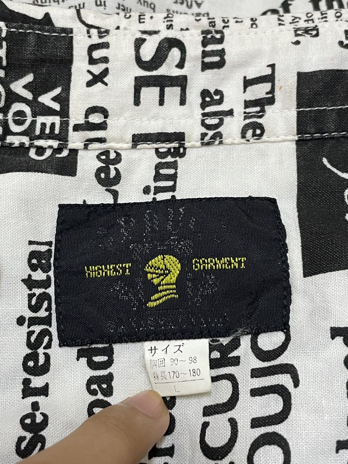 Japanese Brand × Vintage Vintage Highest Garment News Paper Full Print Shirt 1990s Size US L / EU 52-54 / 3 - 9 Thumbnail