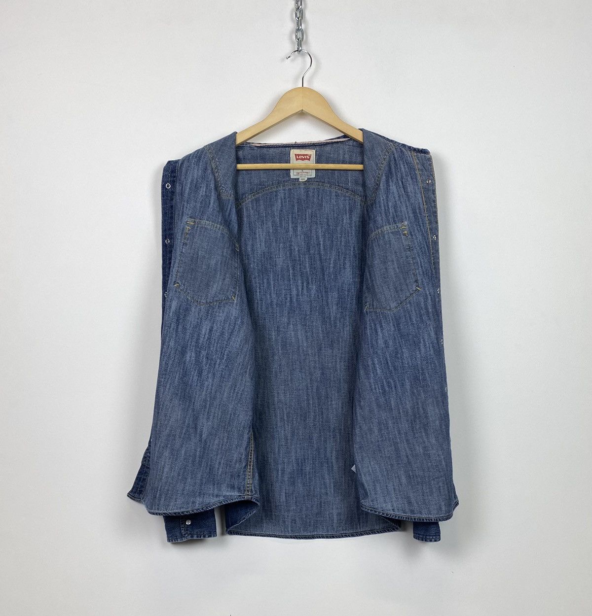 Levi's Vintage Levi’s Navy Blue Denim Shirt Buttons Western Style Size US L / EU 52-54 / 3 - 9 Thumbnail
