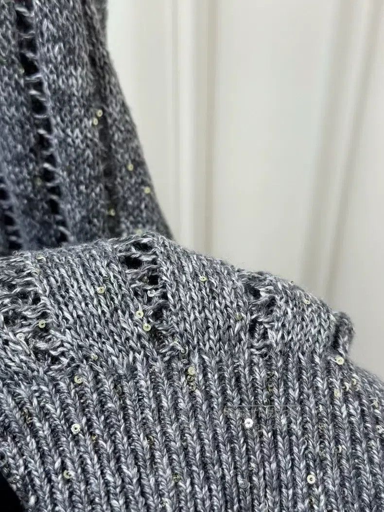 Brunello Cucinelli Brunello Cucinelli Gray Linen Sequin Open Cardigan Size S / US 4 / IT 40 - 6 Thumbnail