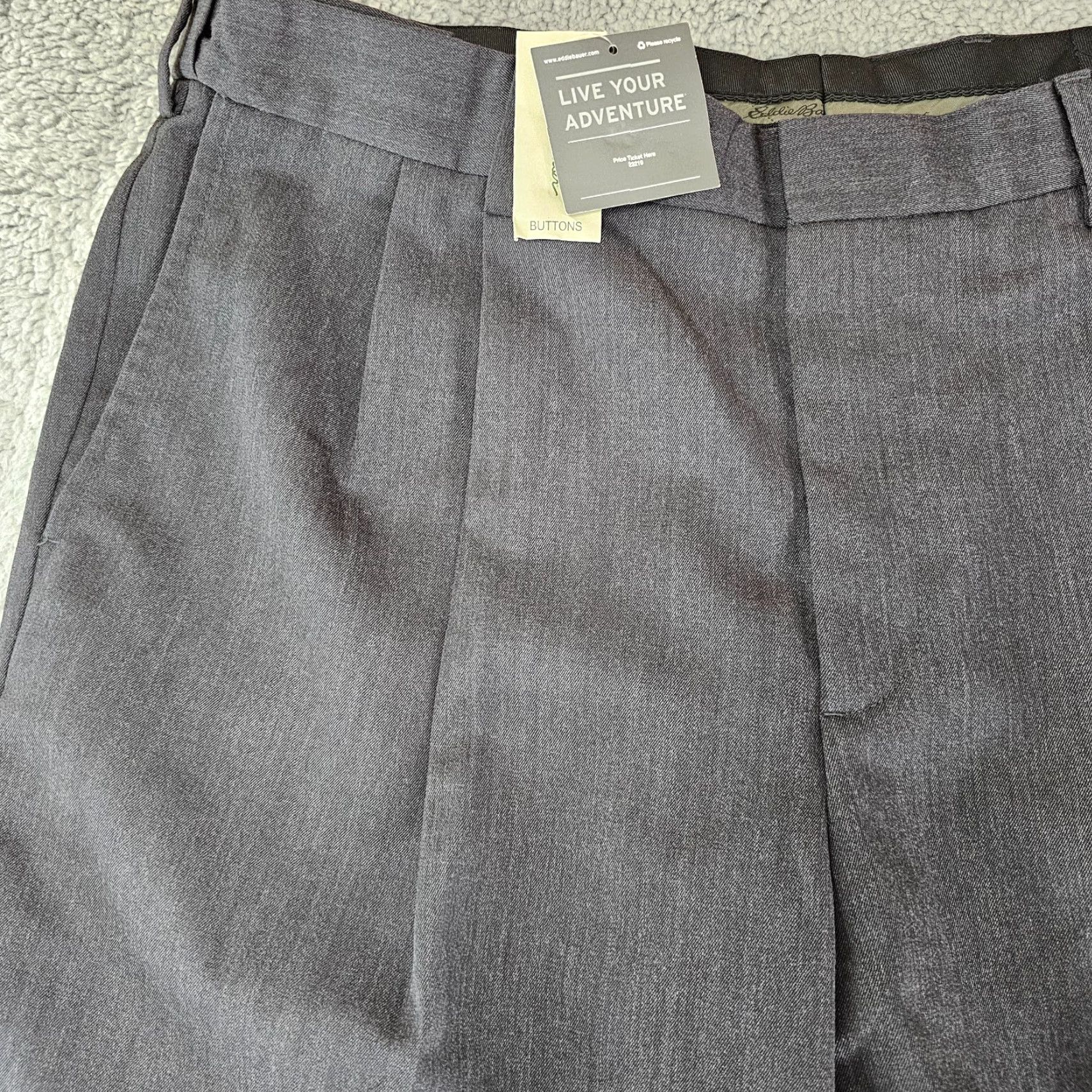 Eddie Bauer VINTAGE Eddie Bauer Pants Mens Baggy 38x29 Charcoal Grey Pleated Cuffed Wool Twill 80s Y2K Chino Relaxed Straight Fall Winter Spring Mens Size US 38 / EU 54 - 5 Thumbnail