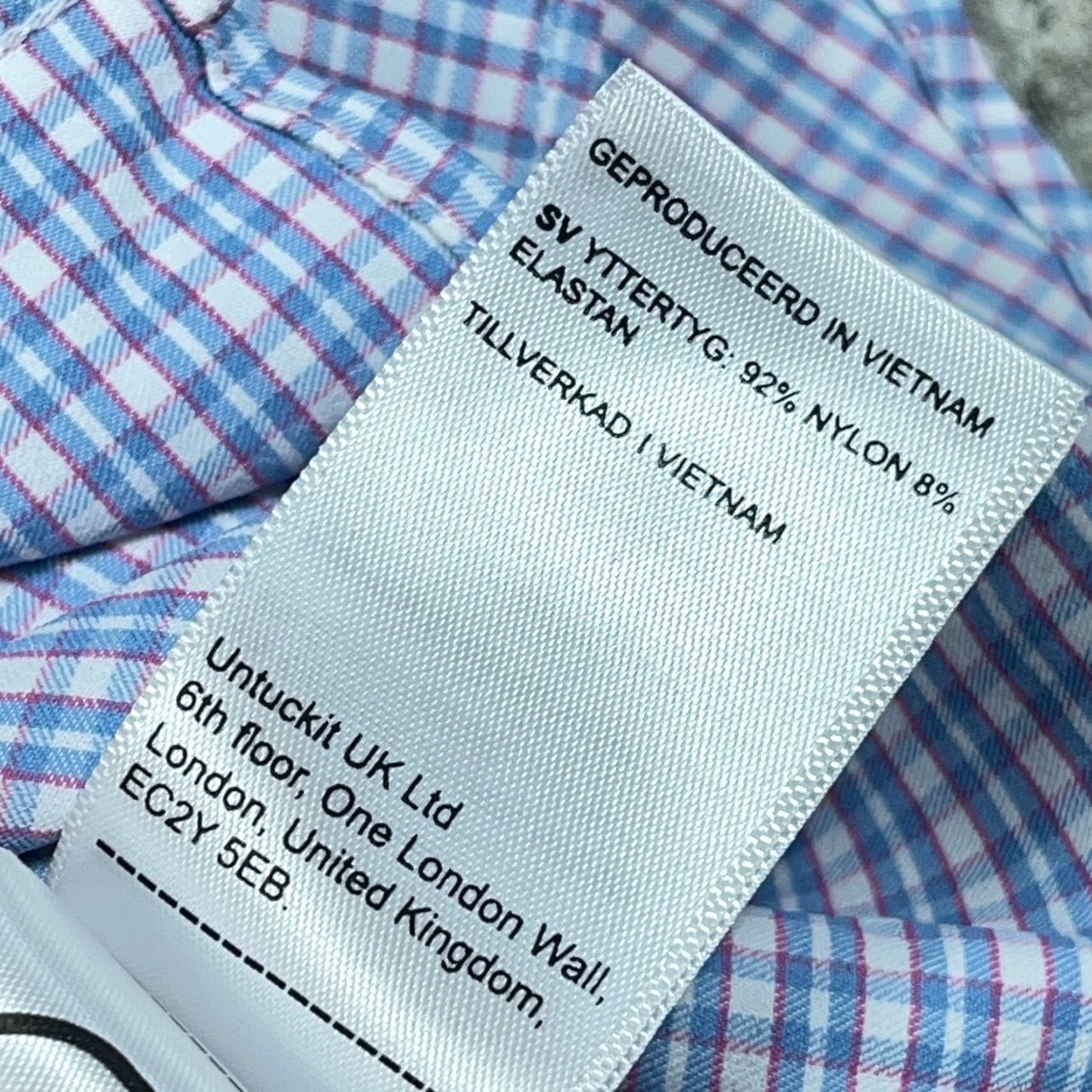 UNTUCKit UNTUCKit Button-Up Shirt Men XL Blue Plaid Nylon Performance Stretch Dress Shirt Size 46R - 5 Thumbnail