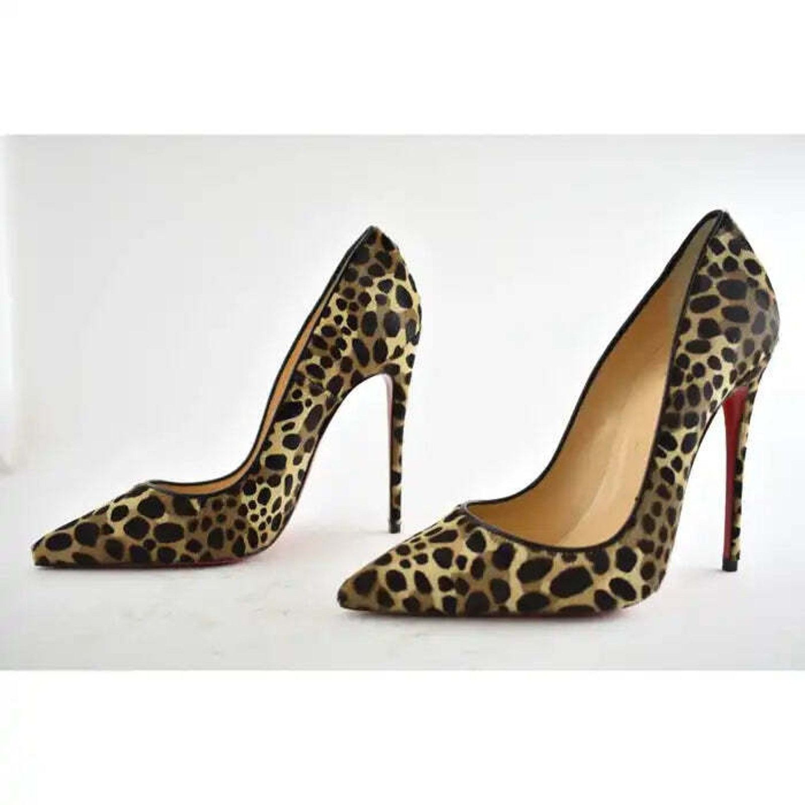 Christian Louboutin So Kate 120 Pony Fur Leopard Black Brown Heel Pump 37.5 Size US 7.5 / IT 37.5 - 9 Thumbnail
