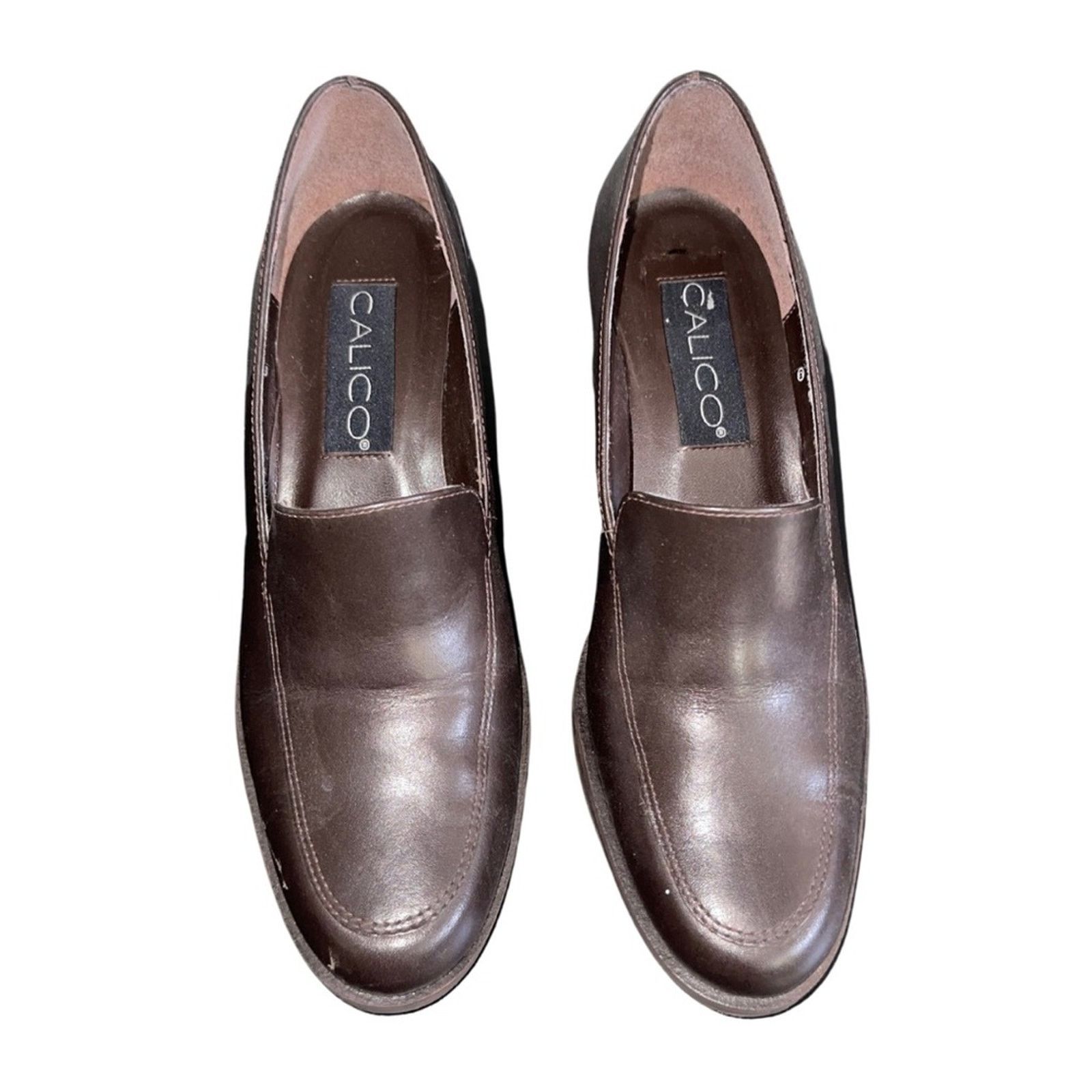 Other Vintage Calico Slip on Oxford Loafers Chunky Heel Shoes SZ 7 Size US 7 / IT 37 - 1 Thumbnail