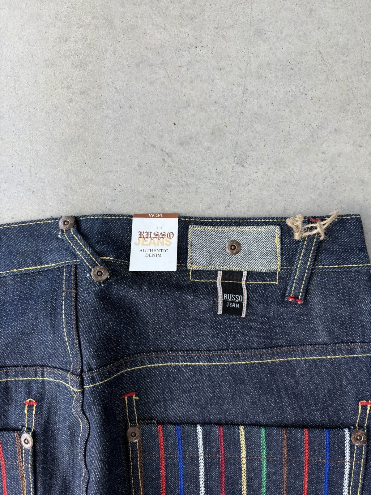Japanese Brand × Vintage Vintage Y2K Russo Embroidered Dark Wash Denim Baggy Capris Size US 34 / EU 50 - 5 Thumbnail