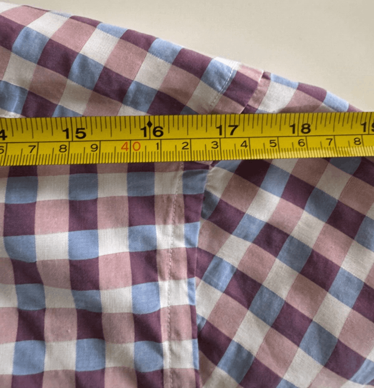 Canali Canali Men's M Button Down Gingham Check Purple Blue Cream Size US M / EU 48-50 / 2 - 8 Thumbnail