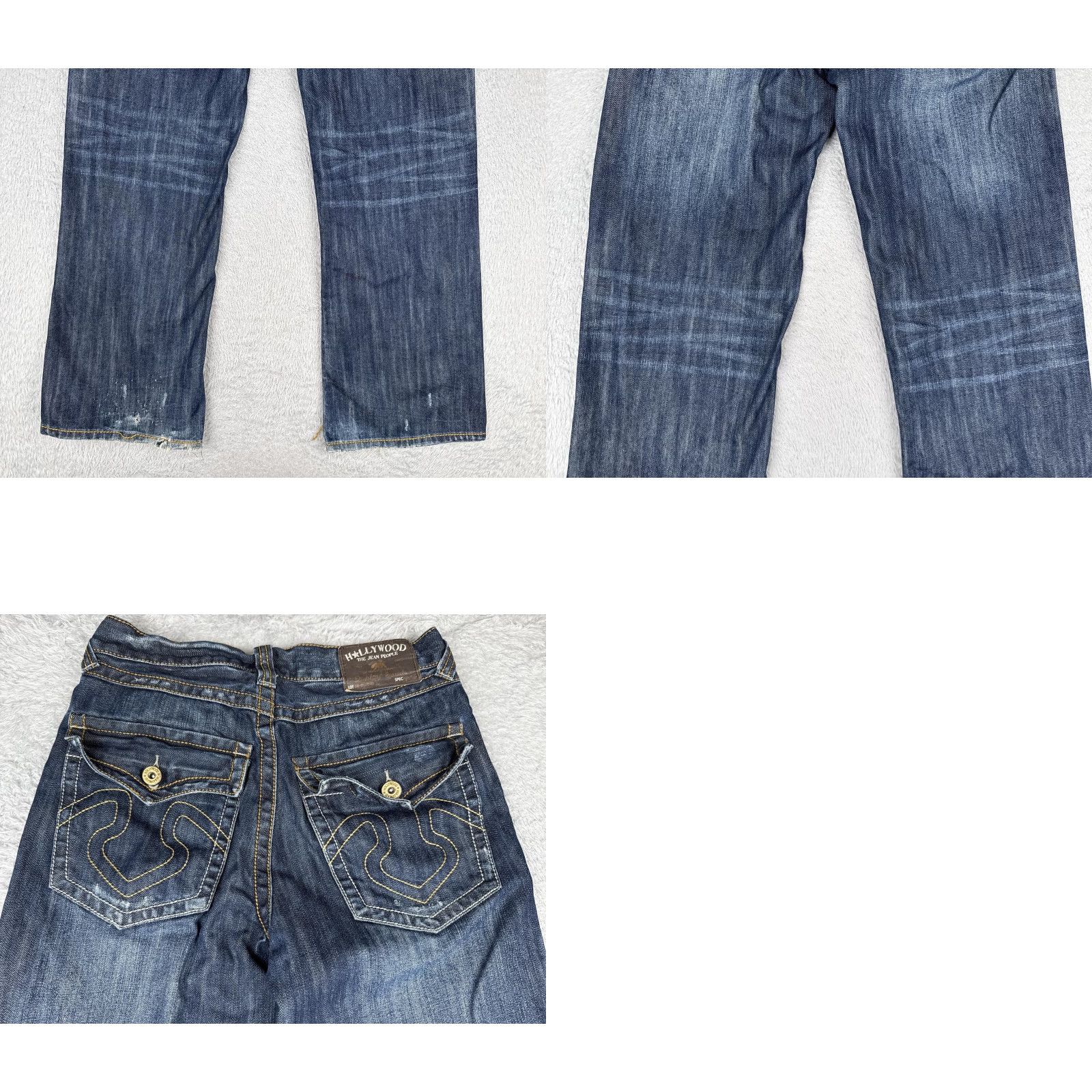Vintage Hollywood Jeans Girls 18 Blue Denim Bootcut Distressed 5-Pocket Low Boot Jeans Size 40" / US 18 - 10 Thumbnail