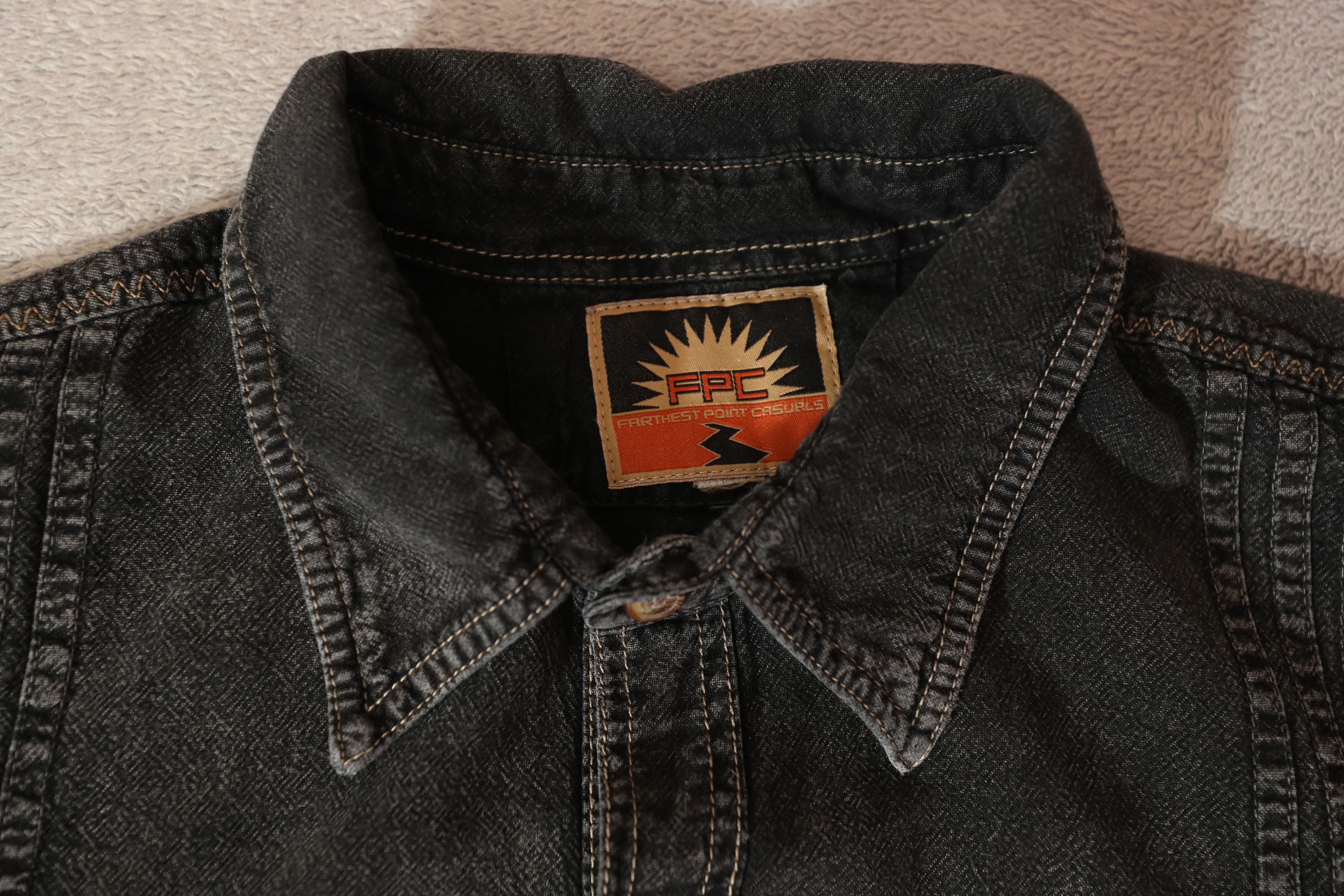Vintage Farthest Point Casuals Grey Denim Button Up Shirt (L) Size US L / EU 52-54 / 3 - 9 Thumbnail