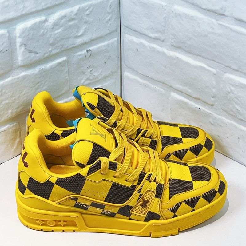 Louis Vuitton Louis Vuitton Trainer Yellow and Black Low-Top Sneakers -25 Size US 7.5 / EU 40-41 - 3 Thumbnail