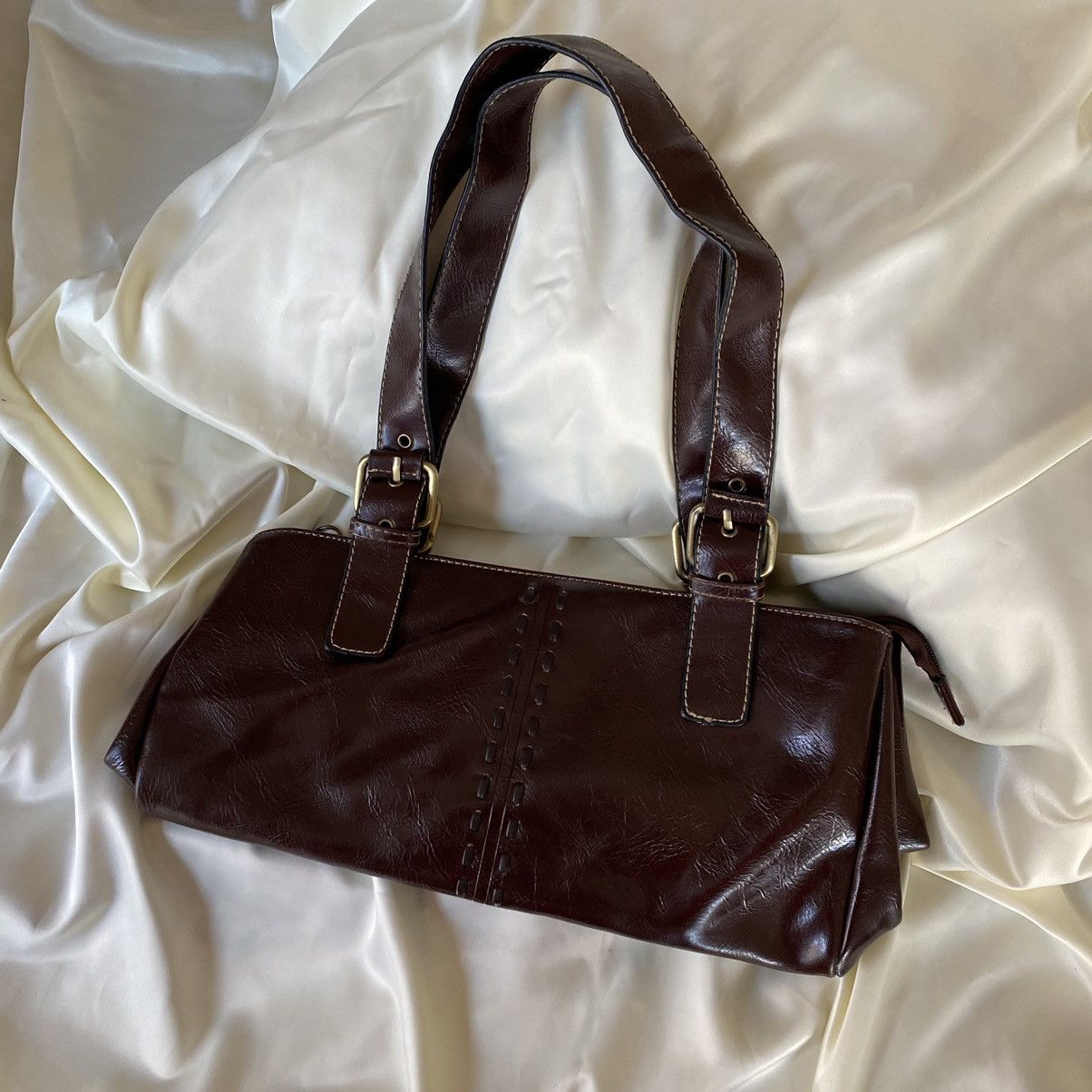Vintage Vintage brown leatherette shoulder bag Size ONE SIZE - 3 Thumbnail