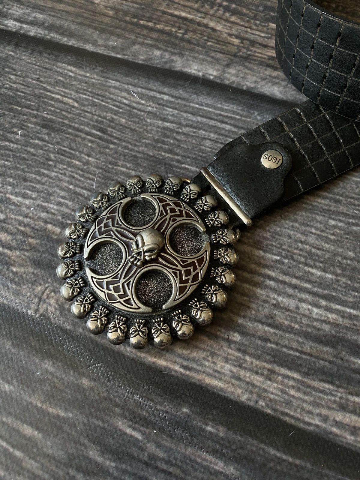 Japanese Brand × Vintage Cintura in pelle con Fibia Skull & Gothic belt Size ONE SIZE - 3 Thumbnail