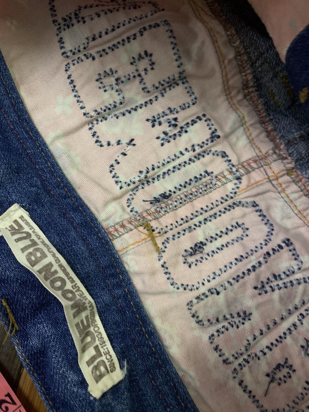 Hysteric Glamour 💥Japanese Blue Moon Blue Paisley Patchwork Denim Size 31" - 11 Thumbnail