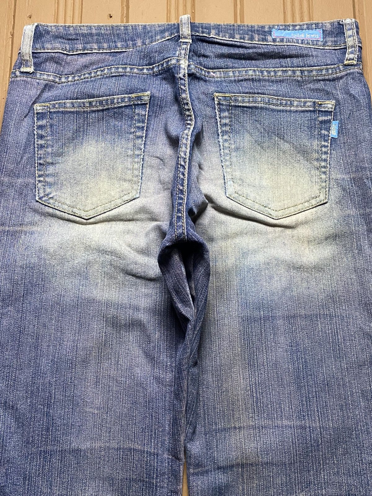 Hypebeast Japanese Brand 90’s Vibe Rue de France Fade Blue Flare Jeans Size US 29 - 4 Thumbnail