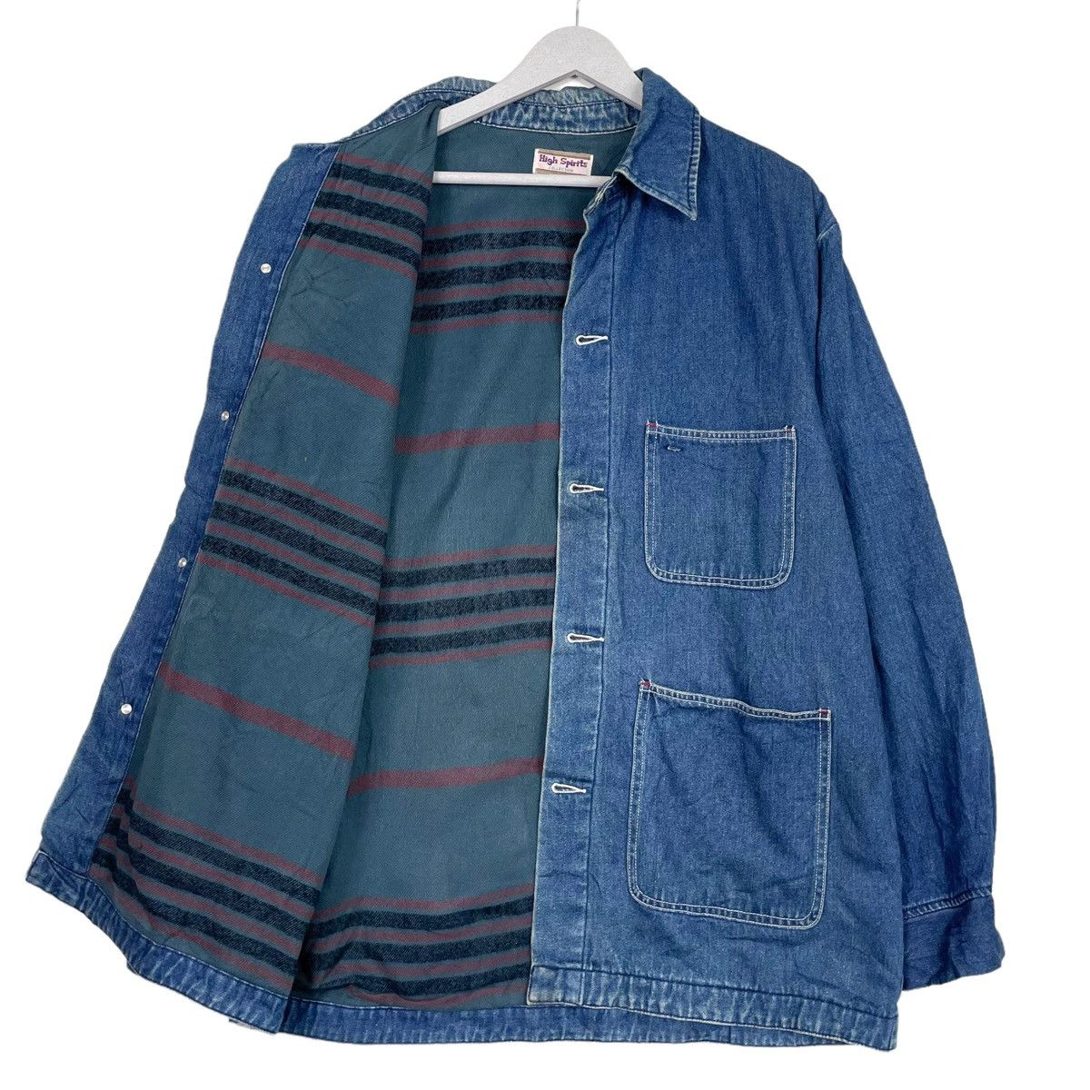 Indigo × Japanese Brand 💥80s HIGH SPIRIT CHORE DENIM HICKORY JACKET Size US L / EU 52-54 / 3 - 2 Thumbnail