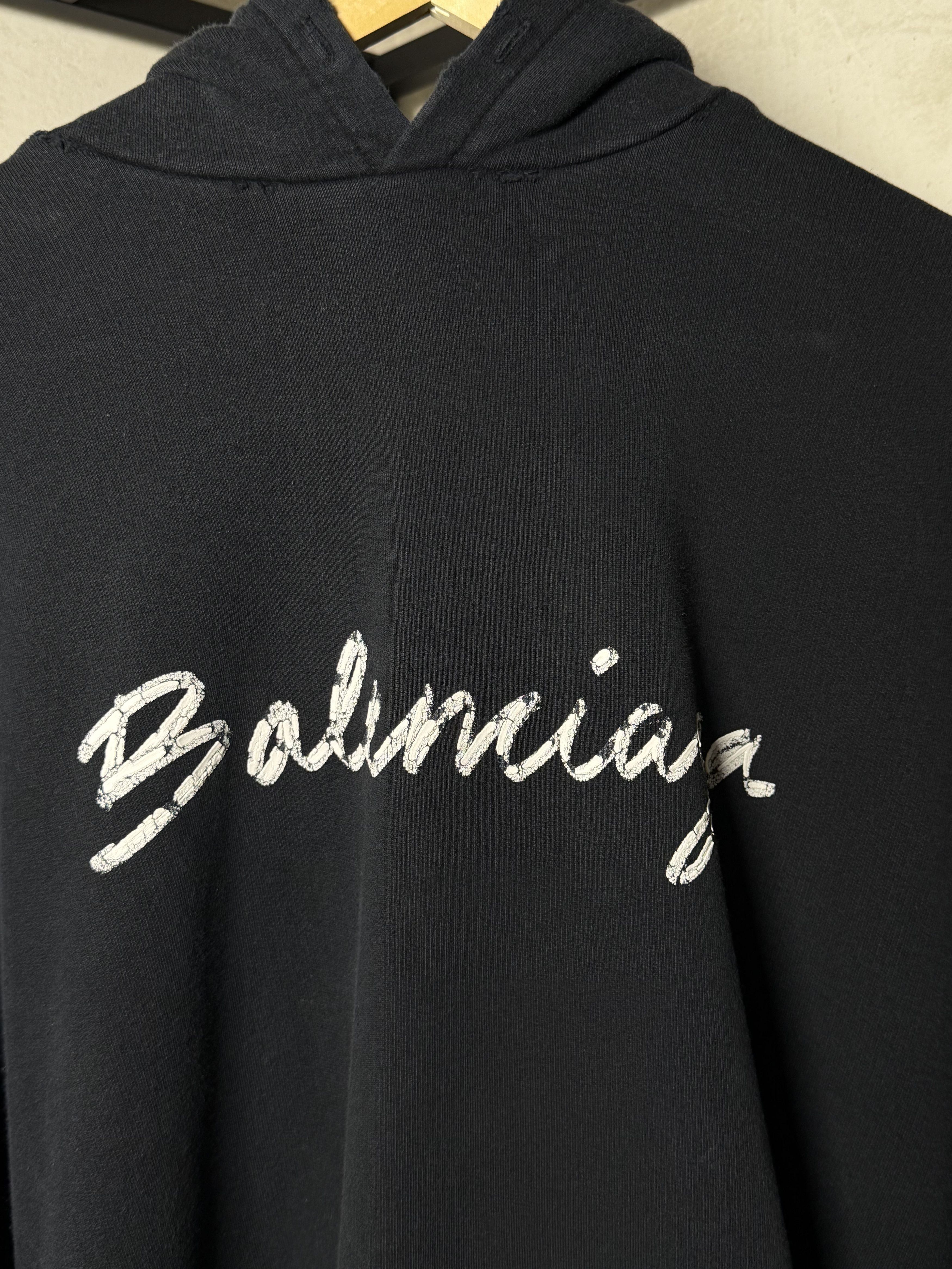 Balenciaga Balenciaga Distressed Cursive Logo Hoodie Size US M / EU 48-50 / 2 - 3 Thumbnail