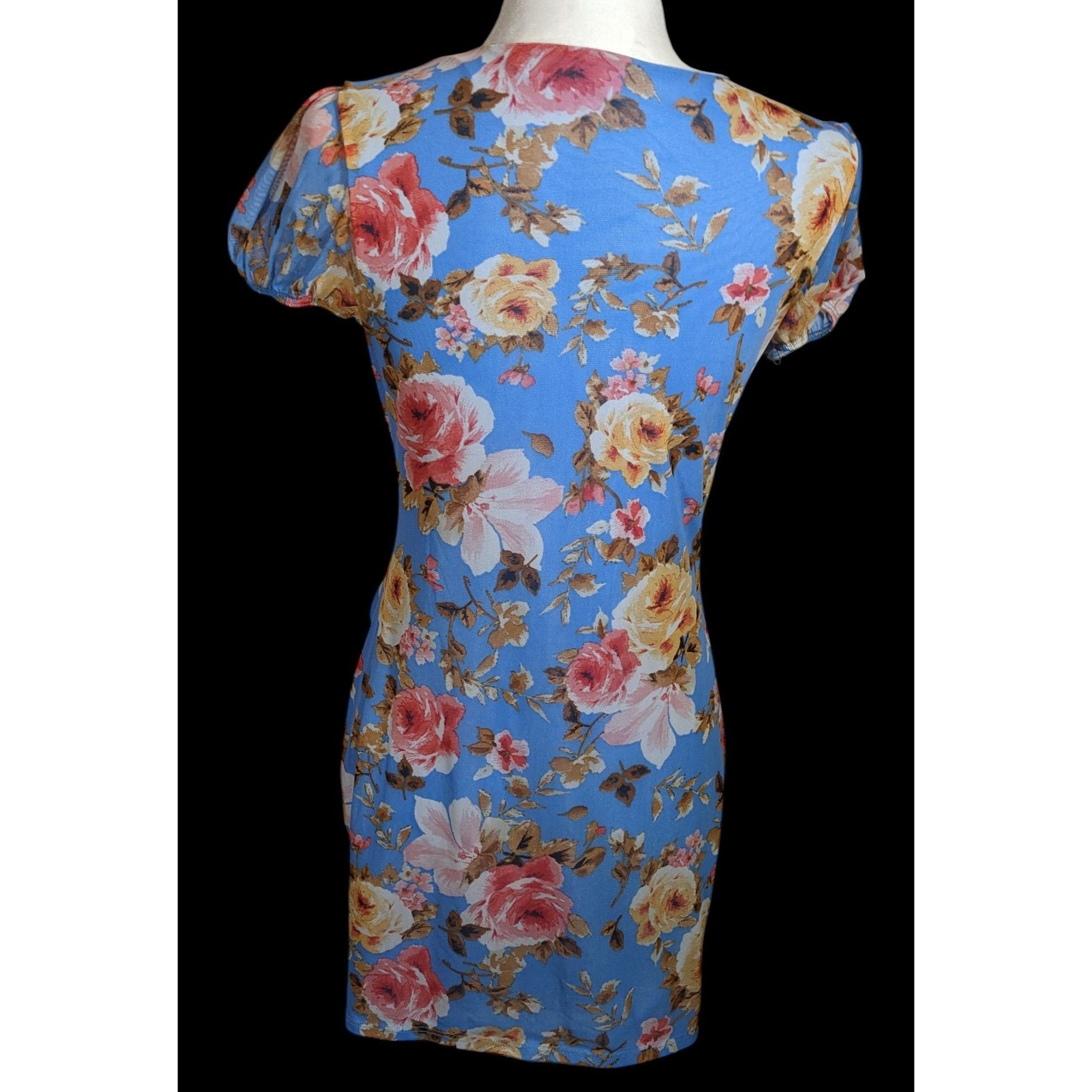 Other Abound Blue Floral V Neck Dress With Front Ruching Size M / US 6-8 / IT 42-44 - 2 Thumbnail