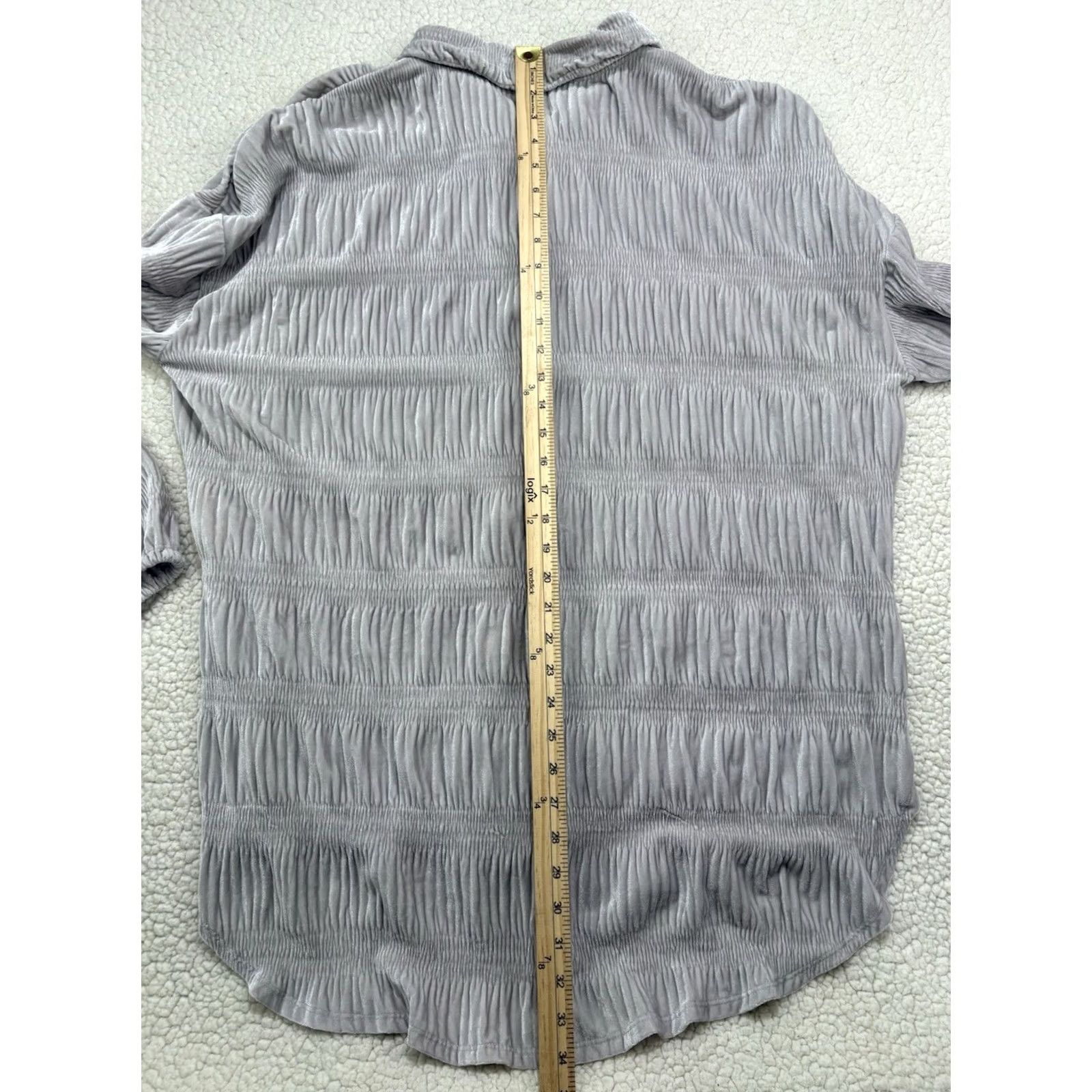 Free People Free People Blouse Tunic Velvet Button Collared Long Sleeve Gray L Bohemian Oversized Regular Women Size L / US 10 / IT 46 - 8 Thumbnail