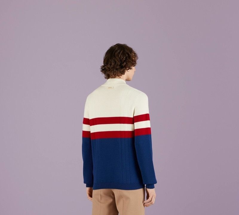 Gucci o1s1wg110225 Cashmere and Wool Striped Polo Shirt Multicolor Size US S / EU 44-46 / 1 - 6 Thumbnail