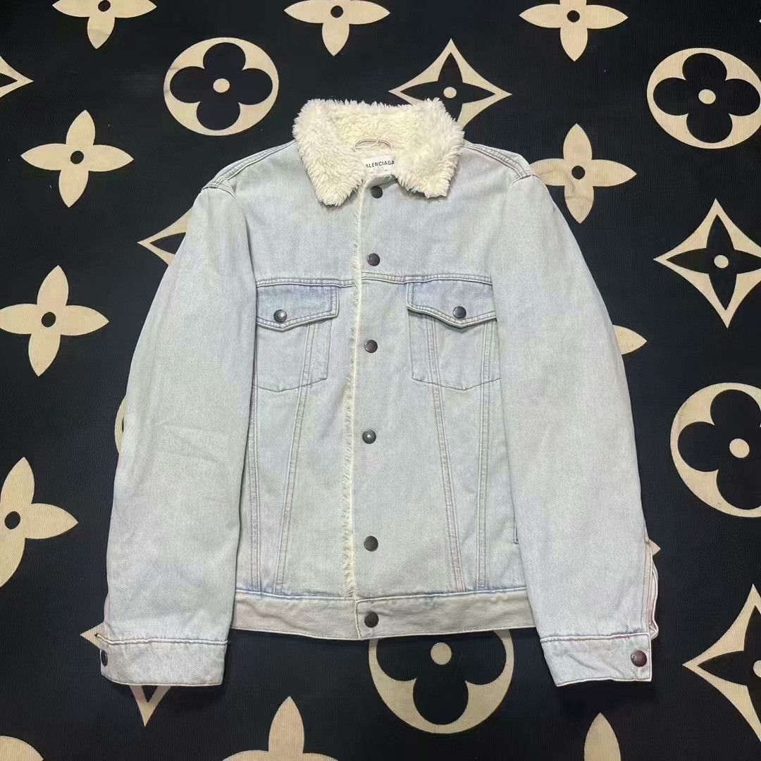Balenciaga balenciaga blue denim jacket with logo Size US M / EU 48-50 / 2 - 1 Thumbnail