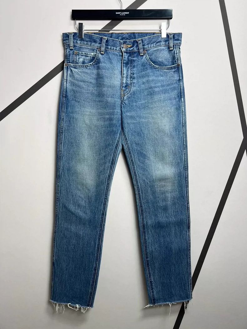Celine Celine 19 spring/summer raw-edge washed blue slim straight Size US 31 - 1 Thumbnail
