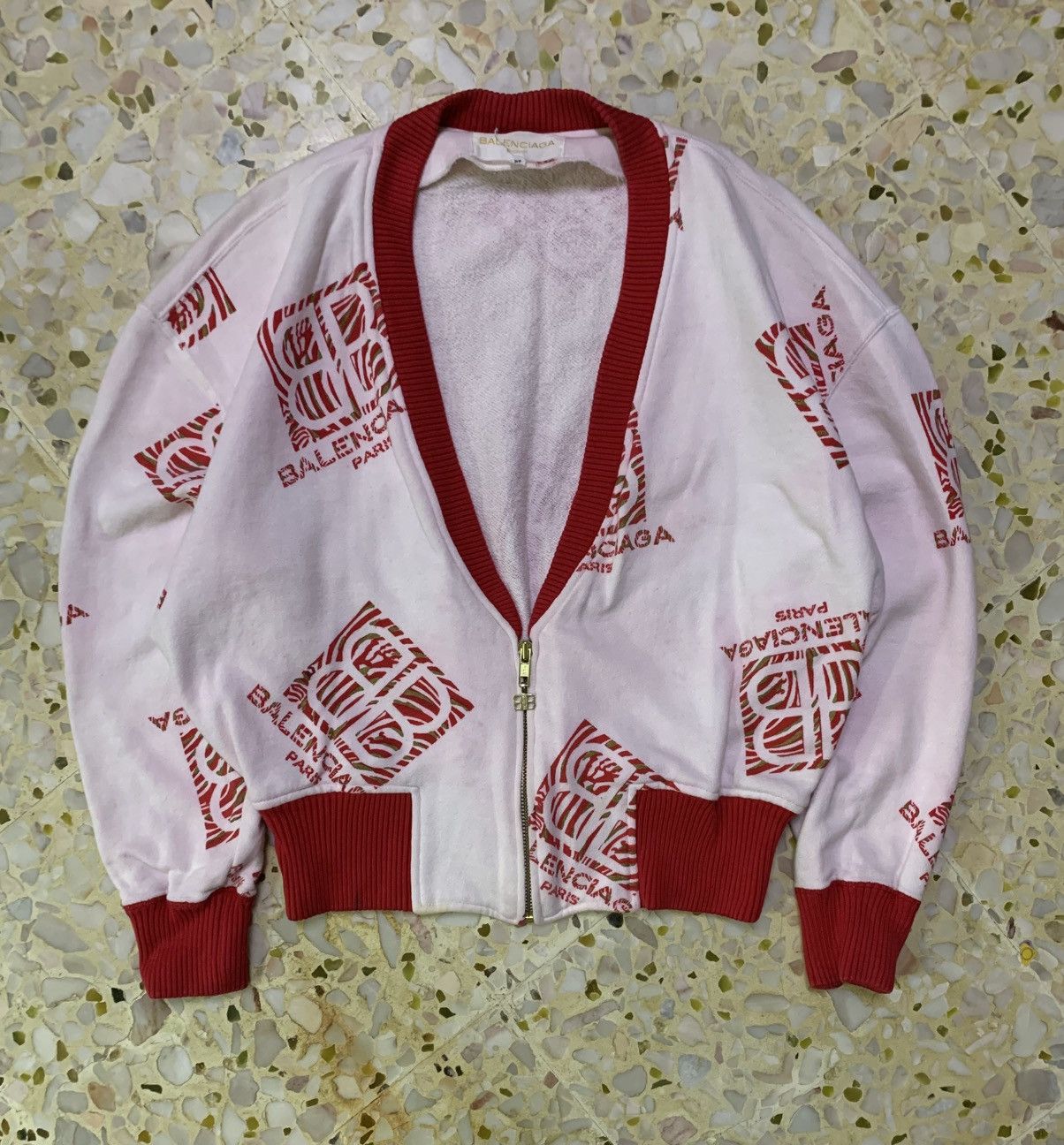 Balenciaga VINTAGE BALENCIAGA ALL OVER PRINT CREST ZIP CARDIGAN Size M / US 6-8 / IT 42-44 - 1 Thumbnail